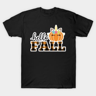 Say Hello Fall with a Unicorn Attitude (Dark bg) T-Shirt